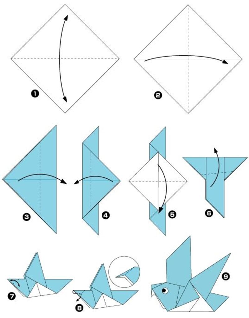  голубь оригами из бумаги схемы для детей 
