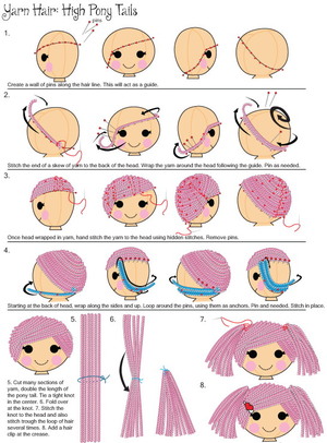 Как пришить волосы кукле