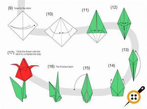 Этапы изготовления тюльпана из бумаги