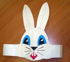 Маска зайца на голову из бумаги распечатать, шаблон мордочки зайчика