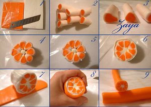 Апельсин из полимерной глины описание