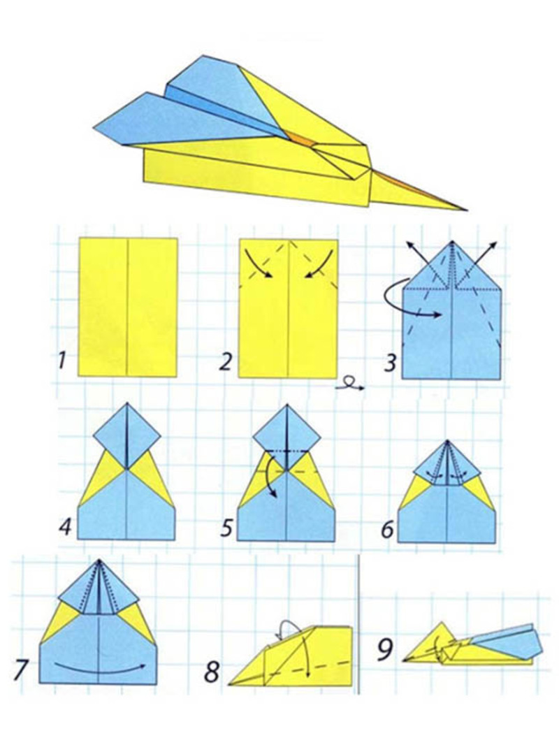 Как сделать своими руками оригами самолет из бумаги А4, который далеко и долго летает 11